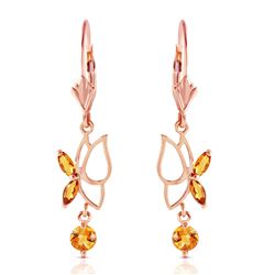 ALARRI 14K Solid Rose Gold Butterfly Earrings w/ Citrines