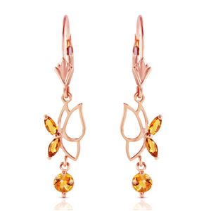 ALARRI 14K Solid Rose Gold Butterfly Earrings w/ Citrines