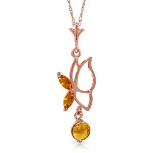 ALARRI 14K Solid Rose Gold Butterfly Necklace w/ Citrines