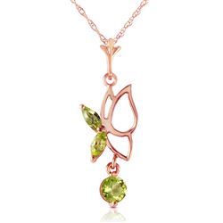 ALARRI 14K Solid Rose Gold Butterfly Necklace w/ Peridots