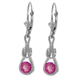 ALARRI 1.3 CTW 14K Solid White Gold Leverback Earrings Natural Pink Topaz