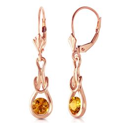 ALARRI 14K Solid Rose Gold Leverback Earrings w/ Natural Citrines