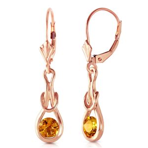 ALARRI 14K Solid Rose Gold Leverback Earrings w/ Natural Citrines
