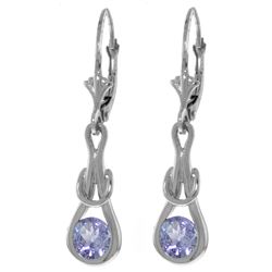 ALARRI 1.3 CTW 14K Solid White Gold Leverback Earrings Natural Tanzanite