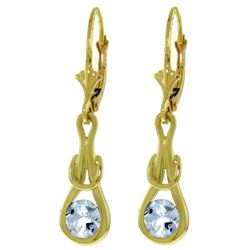 ALARRI 1.3 Carat 14K Solid Gold Leverback Earrings Natural Aquamarine