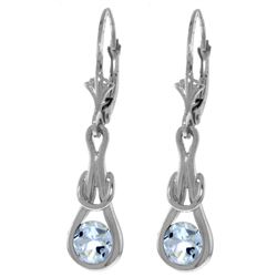 ALARRI 1.3 Carat 14K Solid White Gold Leverback Earrings Natural Aquamarine