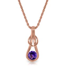 ALARRI 14K Solid Rose Gold Necklace w/ Natural Purple Amethyst