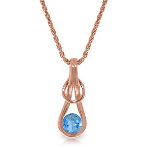 ALARRI 14K Solid Rose Gold Necklace w/ Natural Blue Topaz