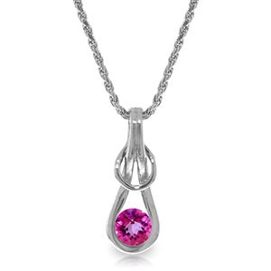 ALARRI 0.65 Carat 14K Solid White Gold Amethystong Other Faces Pink Topaz Necklace