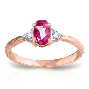 ALARRI 0.46 Carat 14K Solid Rose Gold Oval Pink Topaz Diamond Ring