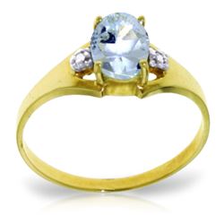 ALARRI 0.76 Carat 14K Solid Gold Permitted To Love Aquamarine Diamond Ring