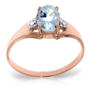 ALARRI 0.76 CTW 14K Solid Rose Gold Brilliance Aquamarine Diamond Ring