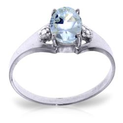 ALARRI 0.76 CTW 14K Solid White Gold Night Is Young Aquamarine Diamond Ring
