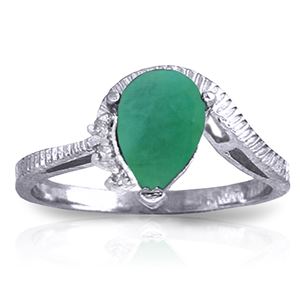 ALARRI 1.02 Carat 14K Solid White Gold In Small Ways Emerald Diamond Ring