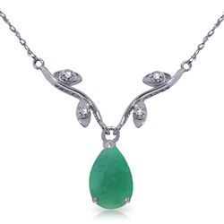 ALARRI 1.02 CTW 14K Solid White Gold Did You Know Emerald Diamond Necklace