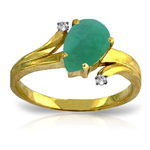 ALARRI 1.01 Carat 14K Solid Gold Ring Diamond Emerald