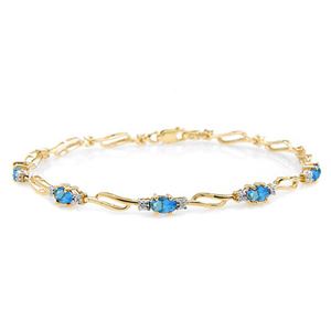 ALARRI 3.39 Carat 14K Solid Gold Radically Different Blue Topaz Diamond Bracelet