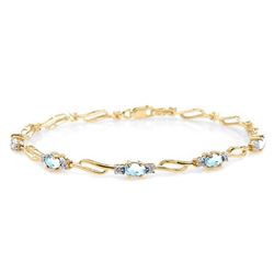 ALARRI 3.39 CTW 14K Solid Gold Love Is Free Aquamarine Diamond Bracelet