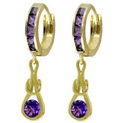 ALARRI 2.15 CTW 14K Solid Gold Huggie Earrings Dangling Amethyst