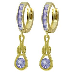 ALARRI 2.25 Carat 14K Solid Gold Huggie Earrings Dangling Tanzanite