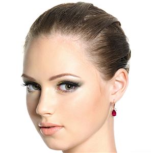 ALARRI 14K Solid Rose Gold Leverback Earrings w/ Rubies & Rose Topaz