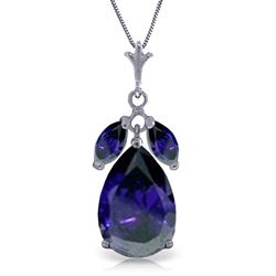 ALARRI 5.15 Carat 14K Solid White Gold Great Personality Sapphire Necklace