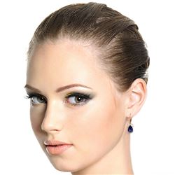 ALARRI 14K Solid Rose Gold Leverback Earrings w/ Sapphires & Rose Topaz
