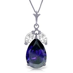 ALARRI 5.15 Carat 14K Solid White Gold Stars Are Out Sapphire White Topaz Necklace