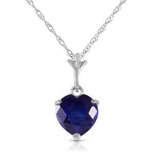 ALARRI 1.55 CTW 14K Solid White Gold Necklace Natural Heart Sapphire