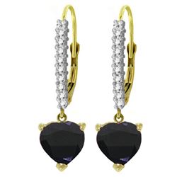 ALARRI 3.4 Carat 14K Solid Gold Leverback Earrings Natural Diamond Sapphire