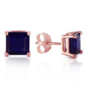 ALARRI 14K Solid Rose Gold Stud Earrings w/ Natural Sapphires