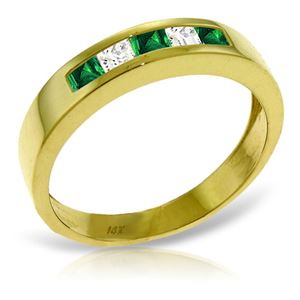ALARRI 0.63 Carat 14K Solid Gold Rings Natural Emerald White Topaz