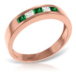 ALARRI 14K Solid Rose Gold Rings w/ Natural Emeralds & Rose Topaz