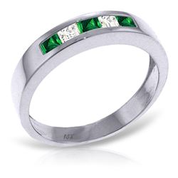 ALARRI 0.63 Carat 14K Solid White Gold Rings Natural Emerald White Topaz