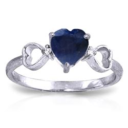 ALARRI 1.01 CTW 14K Solid White Gold Je L'aime Sapphire Diamond Ring