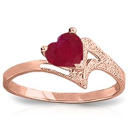 ALARRI 1 Carat 14K Solid Rose Gold Loveheart Ruby Ring