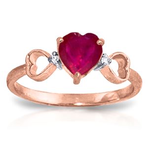 ALARRI 1.01 Carat 14K Solid Rose Gold Tri Heart Ruby Diamond Ring