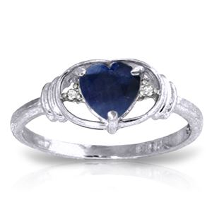 ALARRI 1.01 CTW 14K Solid White Gold Tender Concern Sapphire Diamond Ring