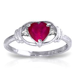 ALARRI 1.01 Carat 14K Solid White Gold Unnecessary Battle Ruby Diamond Ring