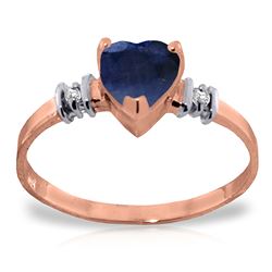 ALARRI 14K Solid Rose Gold Ring w/ Natural Sapphire & Diamonds