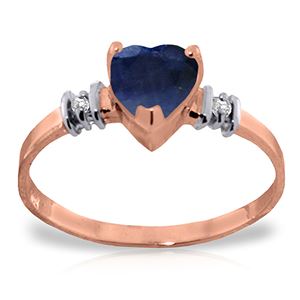 ALARRI 14K Solid Rose Gold Ring w/ Natural Sapphire & Diamonds
