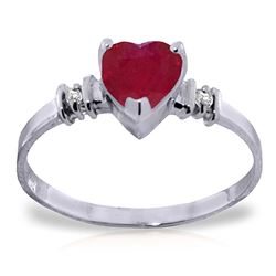 ALARRI 1.03 Carat 14K Solid White Gold Ring Natural Ruby Diamond