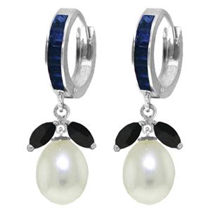 ALARRI 10.3 CTW 14K Solid White Gold Speak To Angels Sapphire Pearl Earrings