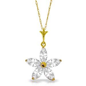 ALARRI 1.4 Carat 14K Solid Gold Touch Of Snow White Topaz Necklace