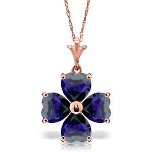 ALARRI 3.6 CTW 14K Solid Rose Gold Heart Cluster Sapphire Necklace