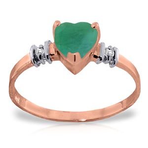 ALARRI 14K Solid Rose Gold Ring w/ Natural Emerald & Diamonds