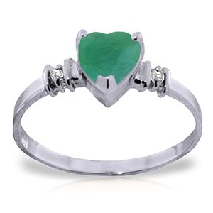 ALARRI 1.03 Carat 14K Solid White Gold Ring Natural Emerald Diamond