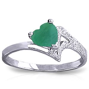 ALARRI 1 Carat 14K Solid White Gold River Thames Emerald Ring
