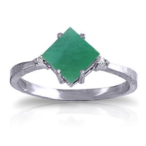 ALARRI 1.46 Carat 14K Solid White Gold Emerald Lake Emerald Diamond Ring