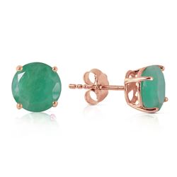 ALARRI 14K Solid Rose Gold Stud Earrings w/ Natural Emeralds